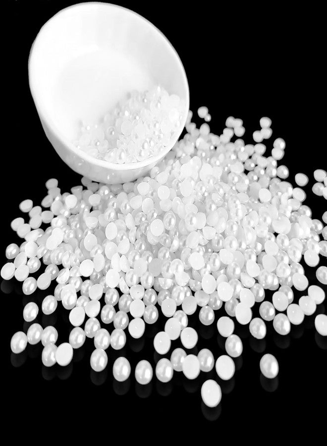 INDIKONB Half Cut Flat Back Pearls for Craft | Round White Moti with Flat Surface for DIY Art, Jewelry Making, Embellishments & Decorations (4MM) - Image 1